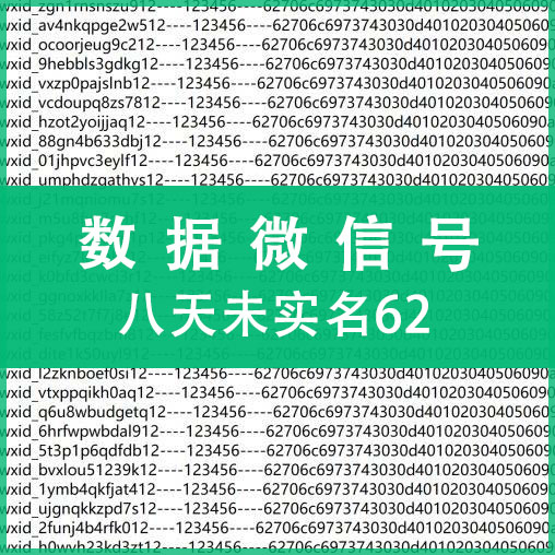 八天未实名62数据微信，上控专用，纯手工注册，质量可靠！（注：什么是62数据号，自行百度，懂货的拍，不懂不卖，小白慎拍！）